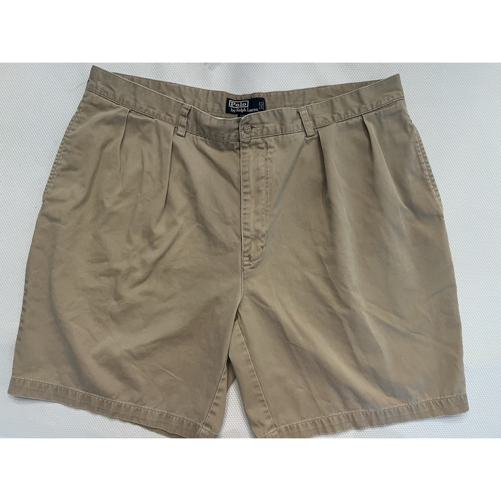 POLO‎ RALPH LAUREN Shorts Mens 42 Khaki TYLER Chino Front Pleated Casual Outdoor